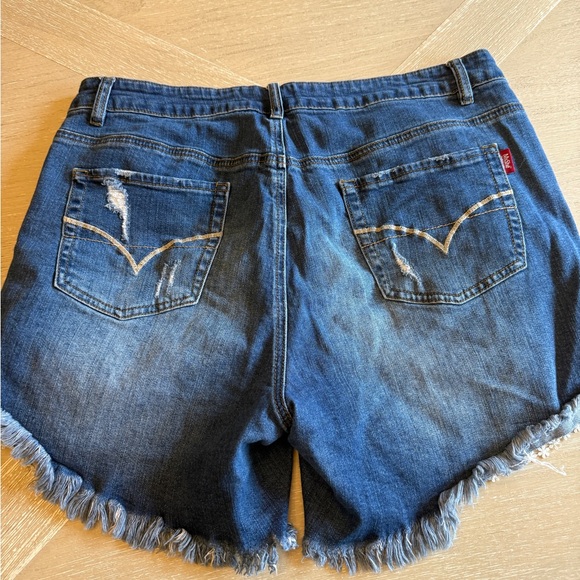 3 Distressed Denim Plus Size Jean Shorts Trio - Blue - Picture 7 of 10